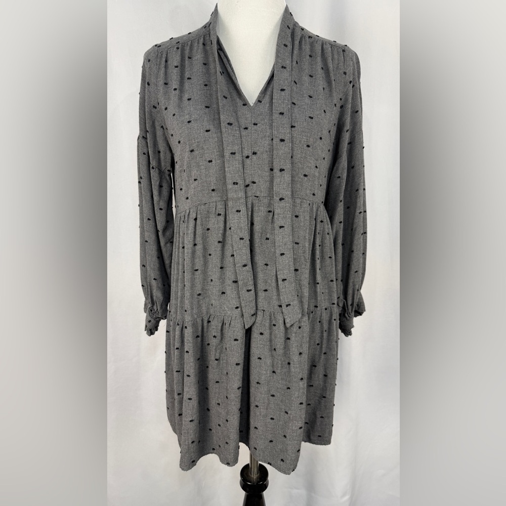 Zara Gray Polka Dot Mini Dress Size Small